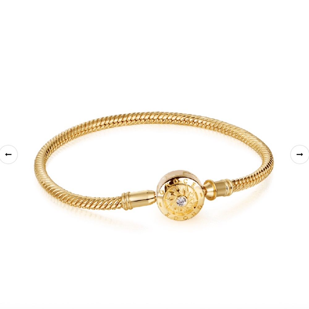 Gnoce 18K Gold Plated Classic 925 Sterling Silver Snake Bracelet